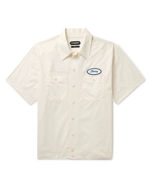 Cherry La Logo-Appliquéd Cotton-Poplin Shirt XS