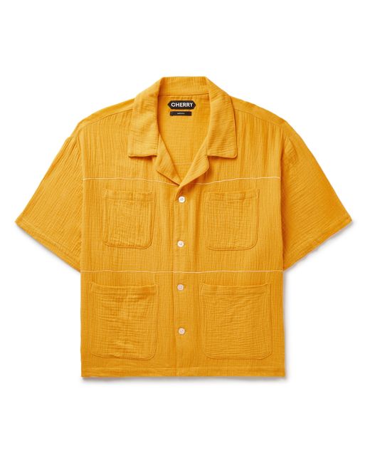 Cherry La Vacation Camp-Collar Cotton-Gauze Shirt XS