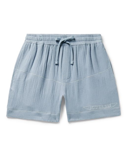 Cherry La Vacation Straight-Leg Logo-Embroidered Cotton-Gauze Drawstring Shorts S