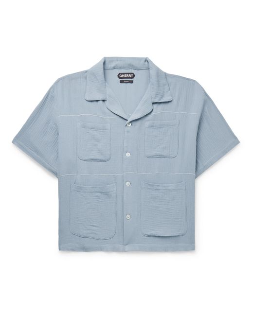 Cherry La Vacation Camp-Collar Cotton-Gauze Shirt XS