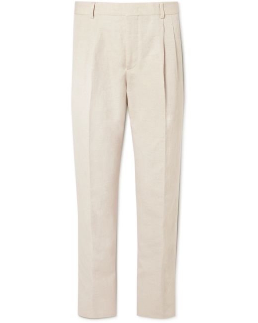 Loro Piana Straight-Leg Pleated Cotton and Linen-Blend Trousers IT 46