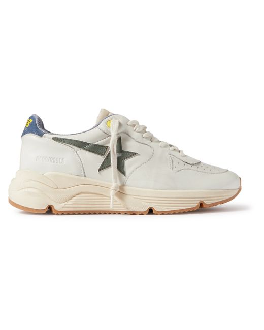 Golden Goose Running Sole Distressed Leather Nylon and Suede Sneakers EU 39