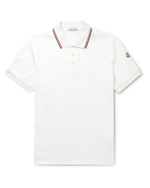 Moncler Logo-Embossed Contrast-Tipped Cotton-Piqué Polo Shirt S