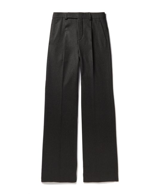 Saint Laurent Straight-Leg Pinstriped Wool and Cotton-Blend Flannel Trousers IT 46