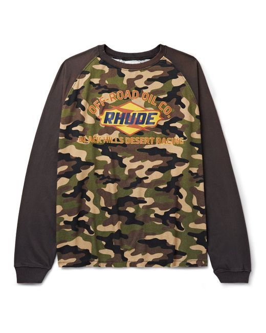 Rhude Logo and Camouflage-Print Cotton-Jersey T-Shirt S