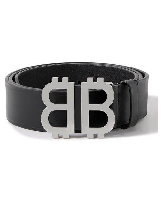Balenciaga 3.5cm BB Crypto Logo-Embellished Leather Belt EU 80