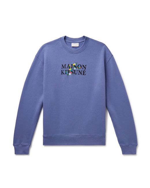 Maison Kitsuné Logo-Print Embroidered Cotton-Jersey Sweatshirt XS