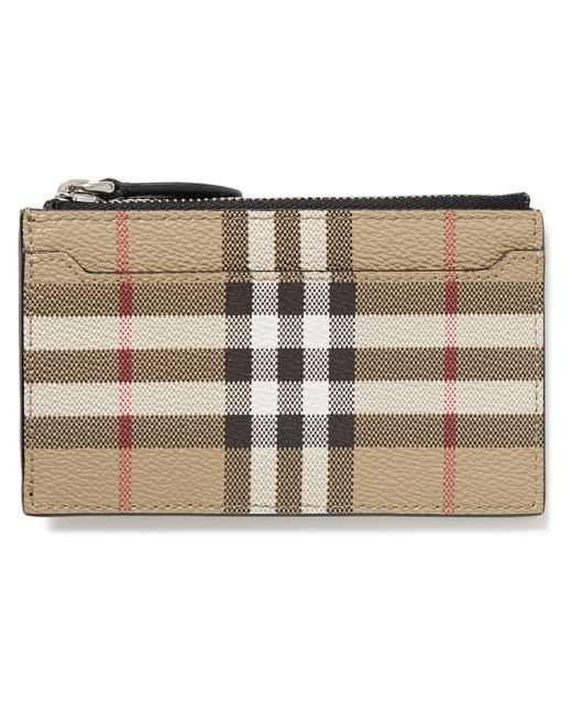 Burberry Leather-Trimmed Checked Coated-Canvas Zipped Cardholder