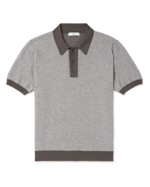 Mr P. Mr P. Open-Knit Merino Wool-Jacquard Polo Shirt XS
