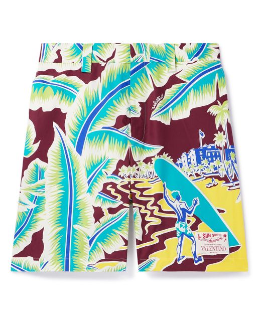 Valentino Garavani Sun Surf Straight-Leg Printed Cotton-Poplin Bermuda Shorts IT 44