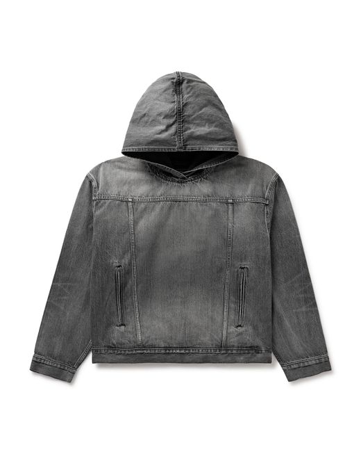 Balenciaga Distressed Denim Hooded Jacket 1