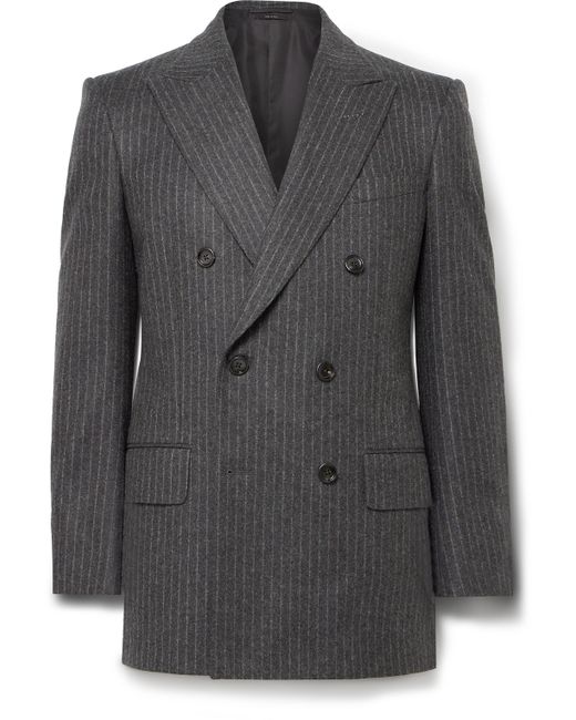 Tom Ford Double-Breasted Prinstriped Wool-Flannel Blazer IT 48