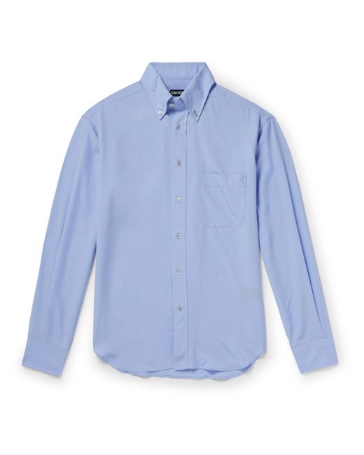 Tom Ford Button-Down Collar Lyocell and Silk-Blend Shirt EU 40