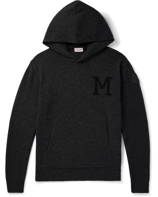 Moncler Logo-Intarsia Wool and Cashmere-Blend Hoodie S
