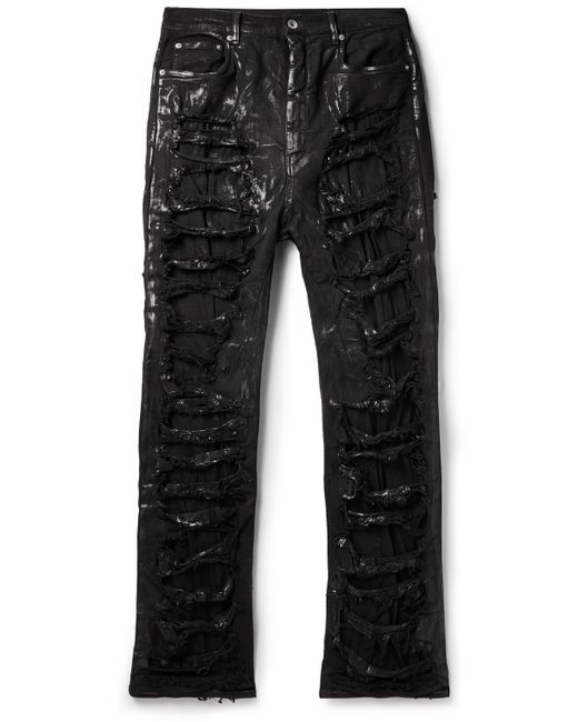 Rick Owens DRKSHDW Geth Slim-Fit Straight-Leg Distressed Metallic Jeans UK/US 28