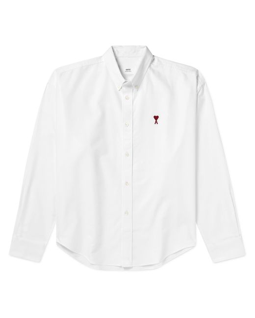AMI Alexandre Mattiussi Button-Down Collar Logo-Embroidered Cotton Oxford Shirt XS