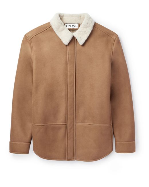 Loewe Shearling-Trimmed Leather Shirt Jacket IT 46