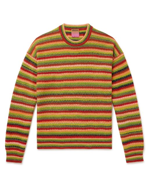 ZEGNA x The Elder Statesman Striped Oasi Cashmere and Wool-Blend Sweater S