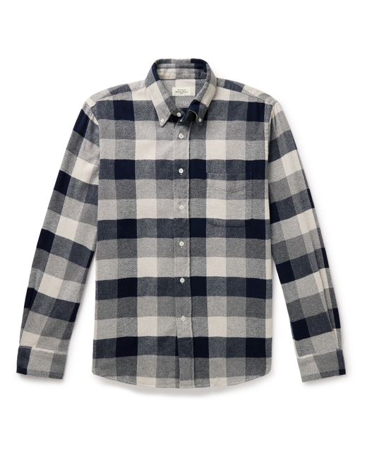 Hartford Pitt Button-Down Collar Checked Cotton-Flannel Shirt S
