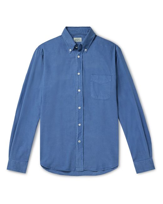 Hartford Pitt Pat Button-Down Collar TENCEL Lyocell Cotton and Linen-Blend Twill Shirt S