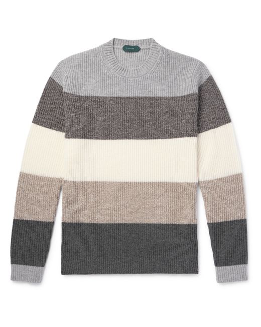 Incotex Striped Ribbed Wool Sweater IT 46