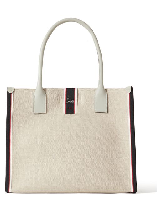 Christian Louboutin Nastroloubi Leather and Webbing-Trimmed Canvas Tote