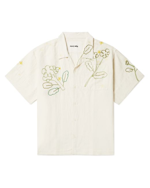 STORY mfg. Story Mfg. Greetings Embroidered Tie-Dyed Cotton and Linen-Blend Shirt S