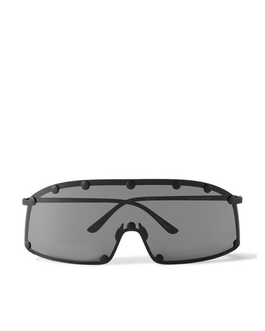 Rick Owens Shielding D-Frame Studded Stainless Steel Sunglasses