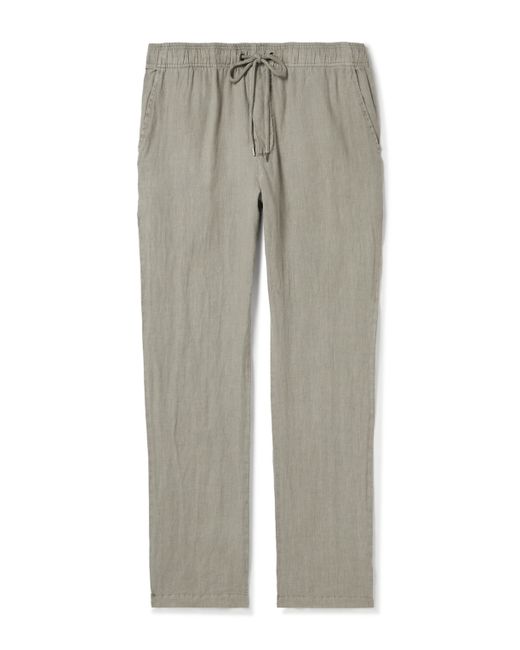 James Perse Straight-Leg Garment-Dyed Linen-Canvas Drawstring Trousers 1
