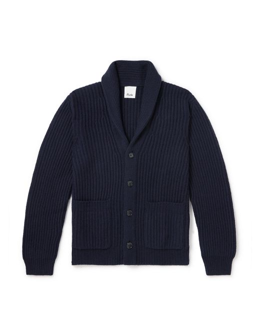 Allude Shawl-Collar Ribbed Cashmere Cardigan S