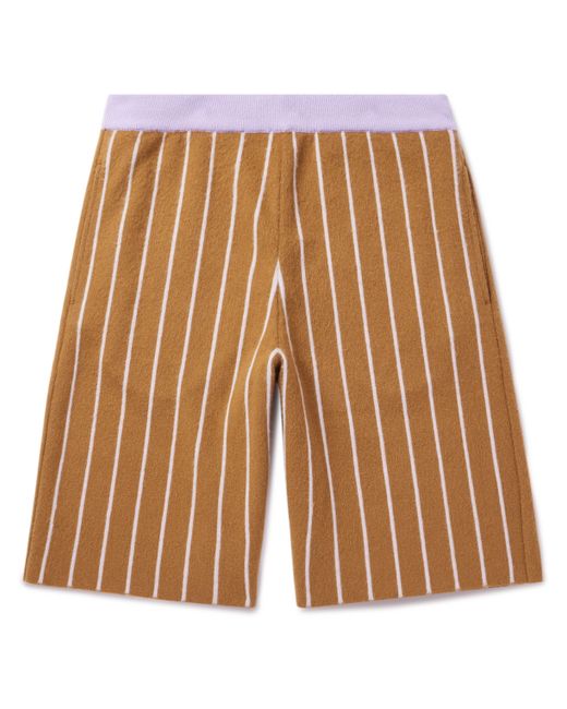 ZEGNA x The Elder Statesman Straight-Leg Striped Brushed-Cashmere Shorts S