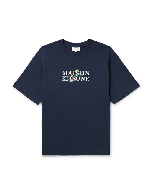 Maison Kitsuné Embroidered Logo-Print Cotton-Jersey T-Shirt XS