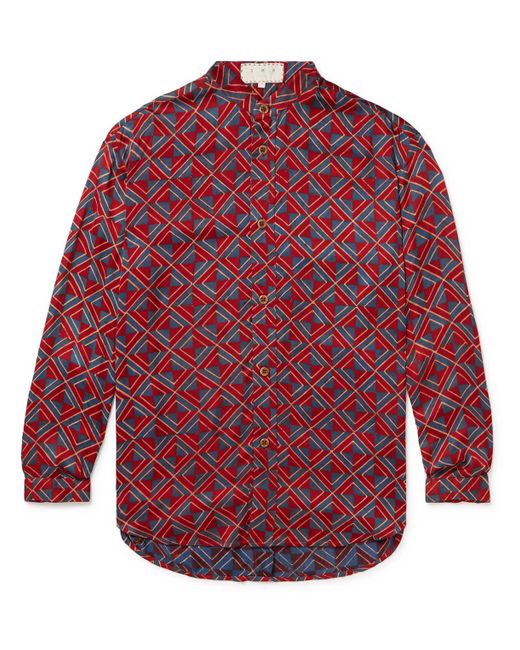 SMR Days Tulum Grandad-Collar Printed Cotton and Modal-Blend Twill Shirt S