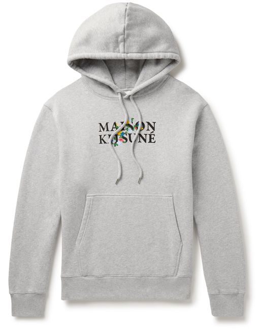 Maison Kitsuné Embroidered Logo-Print Cotton-Jersey Hoodie XS