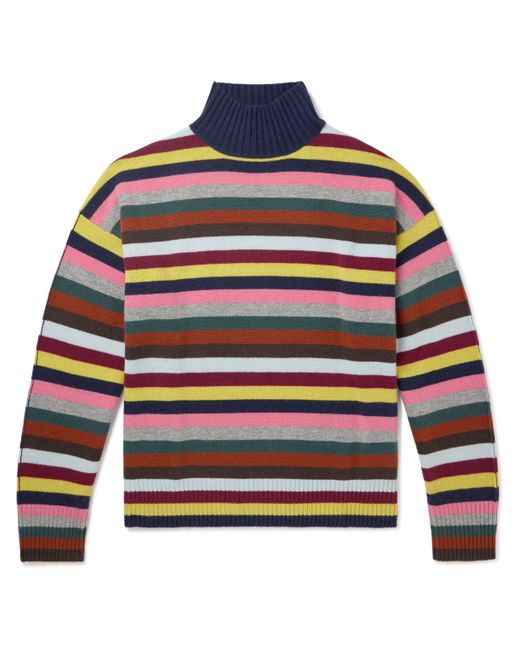 Allude Striped Wool and Cashmere-Blend Rollneck Sweater M
