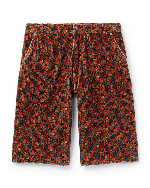 Erl Straight-Leg Floral-Print Cotton-Corduroy Bermuda Shorts S