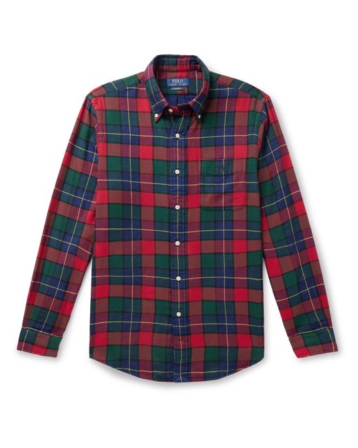 Polo Ralph Lauren Button-Down Collar Checked Cotton-Flannel Shirt XS