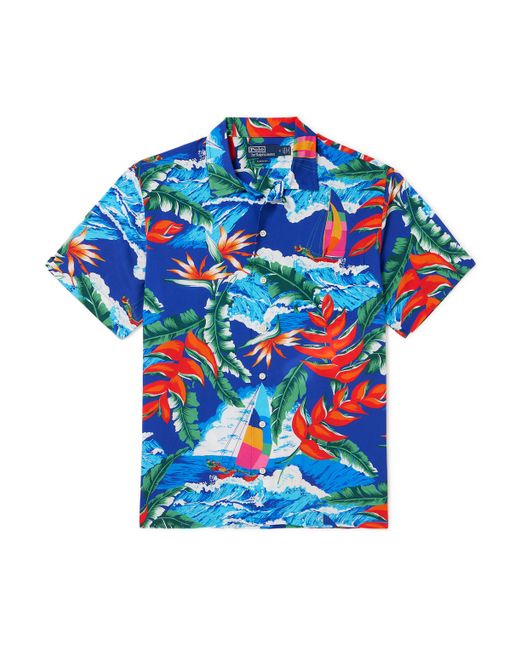 Polo Ralph Lauren Hoffman Convertible-Collar Printed Woven Shirt XS