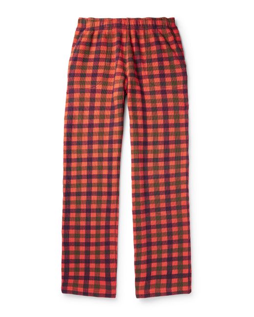 Erl Straight-Leg Checked Cotton-Terry Sweatpants M