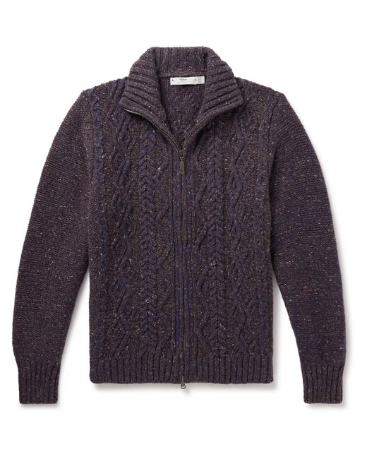 Inis Meáin Cable-Knit Donegal Merino Wool and Cashmere-Blend Zip-Up Cardigan