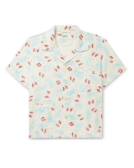 Bode Camp-Collar Printed Cotton-Piqué Shirt