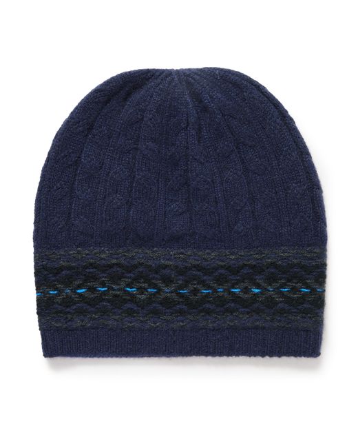 Johnstons of Elgin Fair Isle Cable-Knit Cashmere Beanie