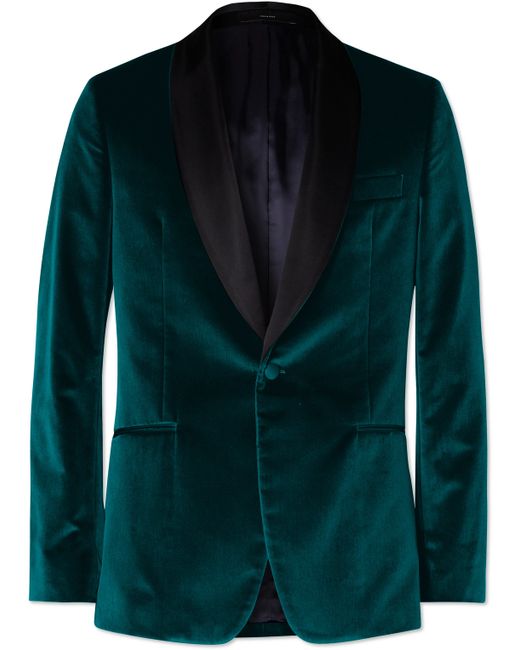 Paul Smith Shawl-Collar Satin-Trimmed Cotton-Velvet Tuxedo Jacket UK/US 36