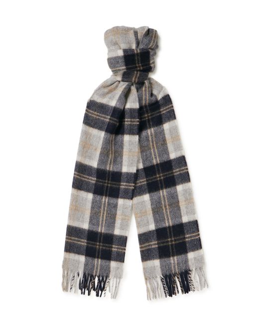 Purdey Fringed Checked Cashmere Scarf