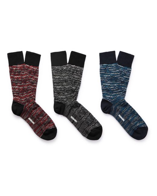 Missoni Three-Pack Striped Cotton-Blend Jacquard Socks