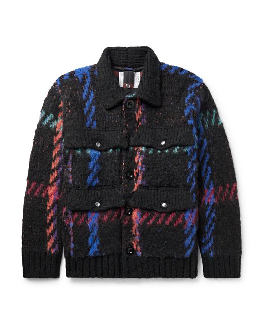 Sacai Checked Knitted Bomber Jacket