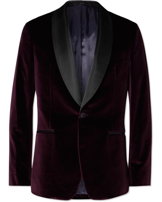Paul Smith Shawl-Collar Satin-Trimmed Cotton-Velvet Tuxedo Jacket UK/US 36