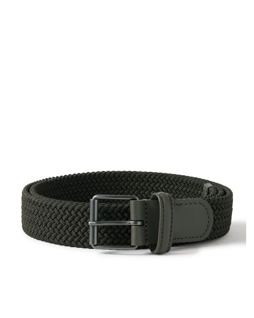 Andersons 3cm Leather-Trimmed Woven Elastic Belt