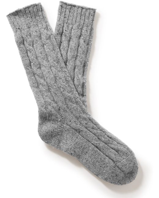 Johnstons of Elgin Cable-Knit Donegal Cashmere-Blend Socks