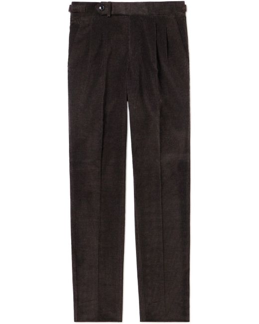 Purdey Tapered Pleated Cotton-Corduroy Trousers UK/US 32